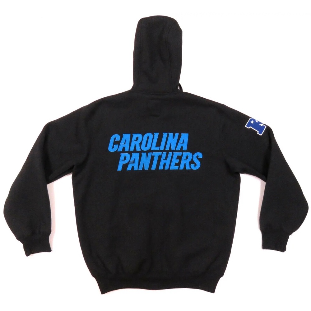 Carolina Panthers NFL Football Black Fleece Lined Mens Hooded Full Zip Jacket M